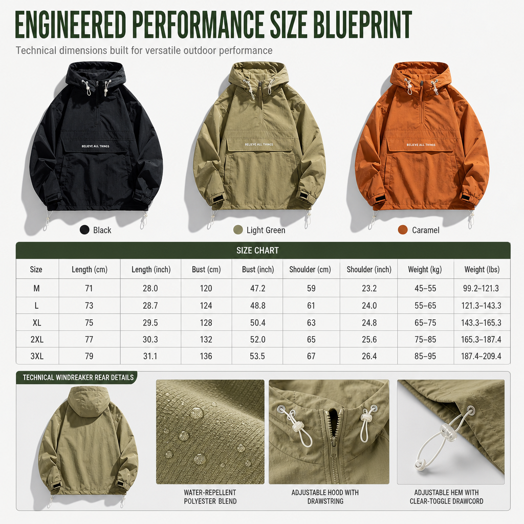 Outdoor Multi-Pocket Hooded Hiking Windbreaker Jacket