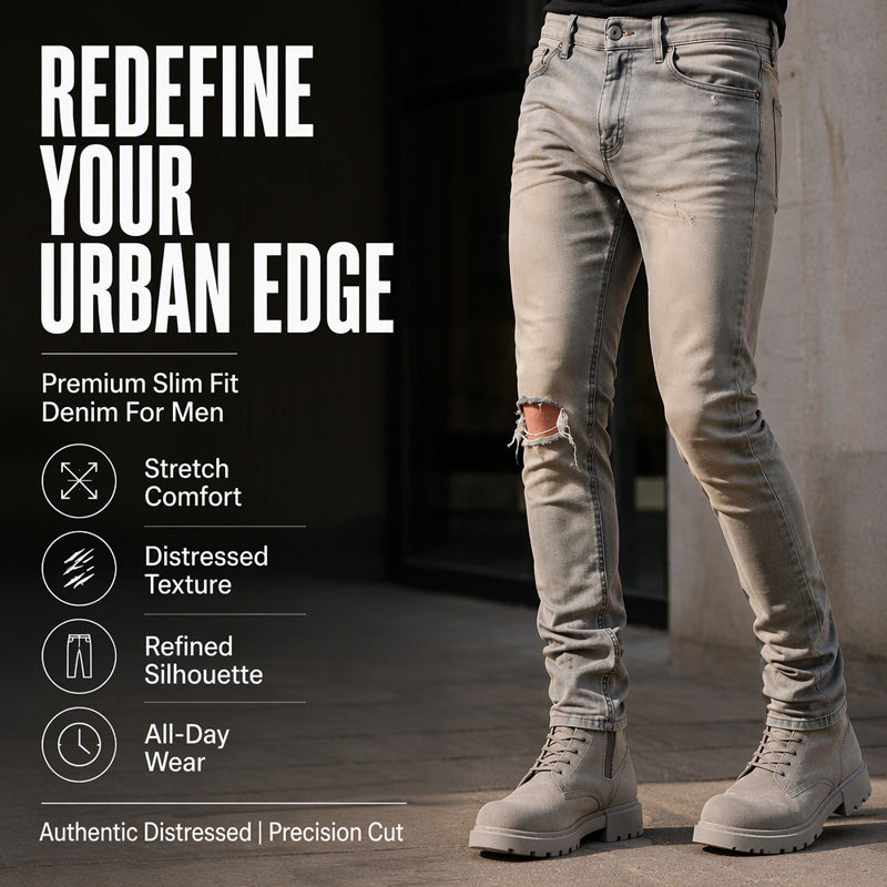 Men's Trendy Ripped Slim-Fit Jeans
