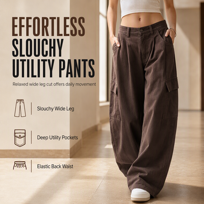 💖Black Friday Mega Deal – 50% off!💖Women's High Waisted Wide Leg Baggy Cargo Pants with Utility Pockets Loose Fit Cotton Blend Trousers