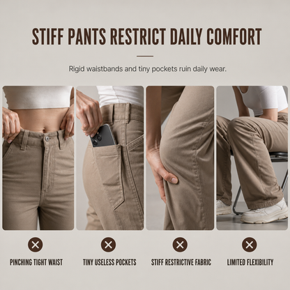 💖Black Friday Mega Deal – 50% off!💖Women's High Waisted Wide Leg Baggy Cargo Pants with Utility Pockets Loose Fit Cotton Blend Trousers