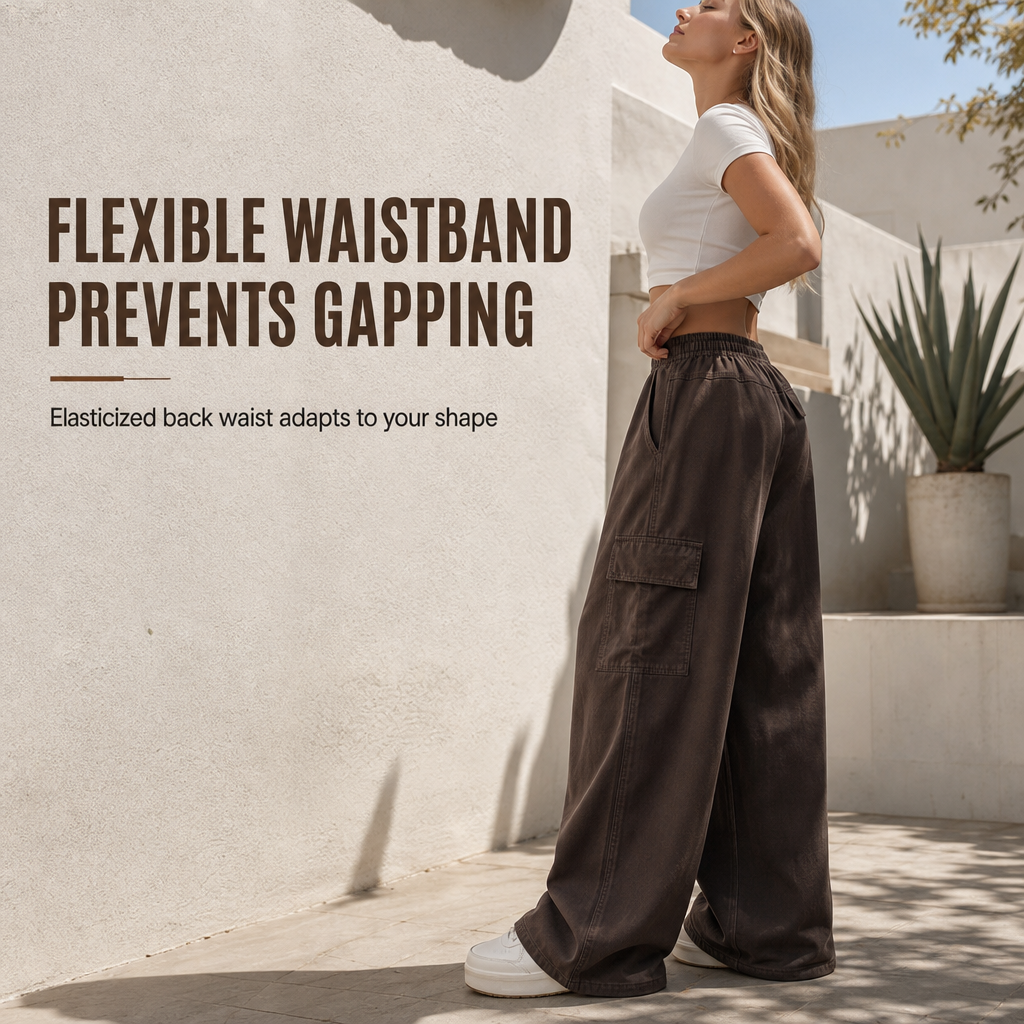 💖Black Friday Mega Deal – 50% off!💖Women's High Waisted Wide Leg Baggy Cargo Pants with Utility Pockets Loose Fit Cotton Blend Trousers