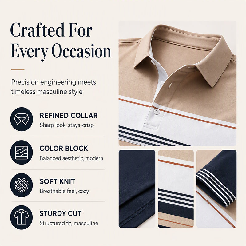 ⏰Limited-time 50% OFF|Men's Classic Color-Block Striped Top