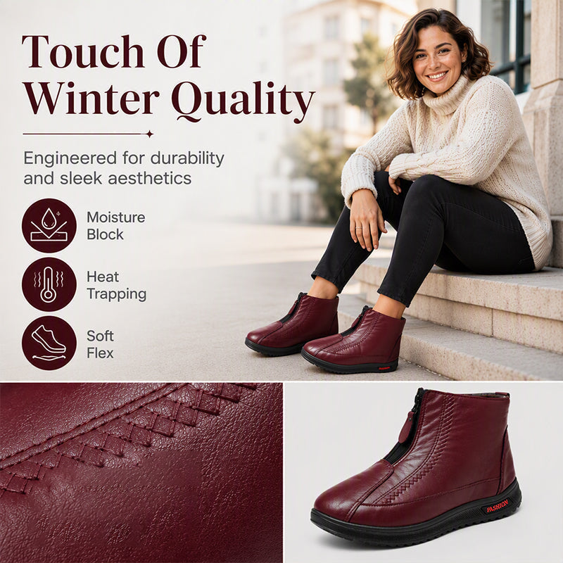 ❄️🛍️ Non-slip, comfortable & elegant – Natural Leather Ankle Boots
