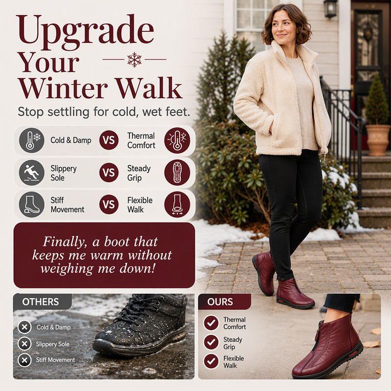 ❄️🛍️ Non-slip, comfortable & elegant – Natural Leather Ankle Boots