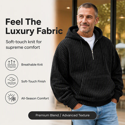 Men's Casual Half-Zip Corduroy Hoodie
