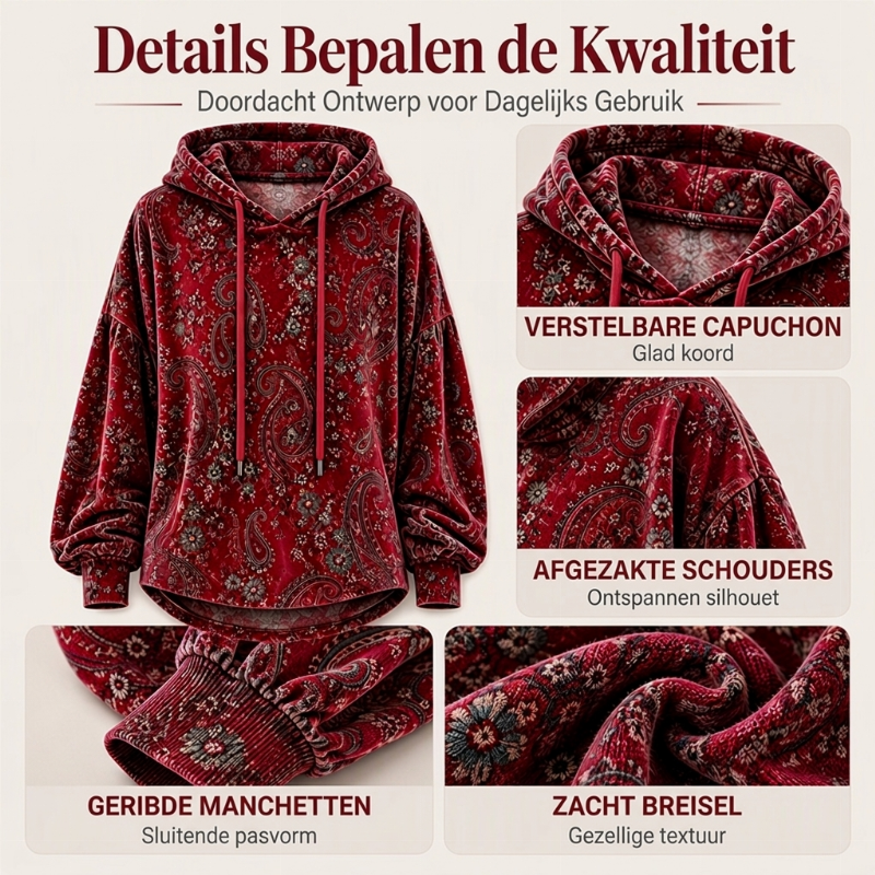 ✨ New Collection 💎 Women's Paisley-Print Hoodie with Drawstring – Comfortable Casual Sweatshirt with a Trendy Look