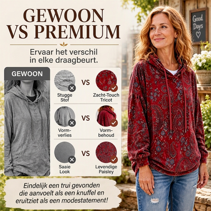 ✨ New Collection 💎 Women's Paisley-Print Hoodie with Drawstring – Comfortable Casual Sweatshirt with a Trendy Look
