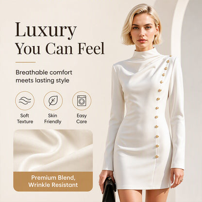 Women's Mock Neck Draped Mini Dress🌸