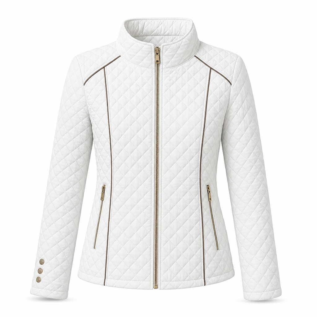 Women's Lightweight Quilted Padded Zipper with Stand Collar for Spring and Winter