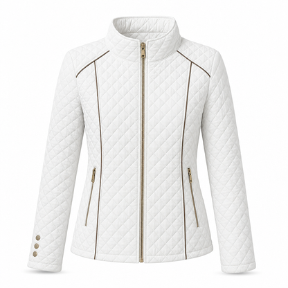 Women's Lightweight Quilted Padded Zipper with Stand Collar for Spring and Winter