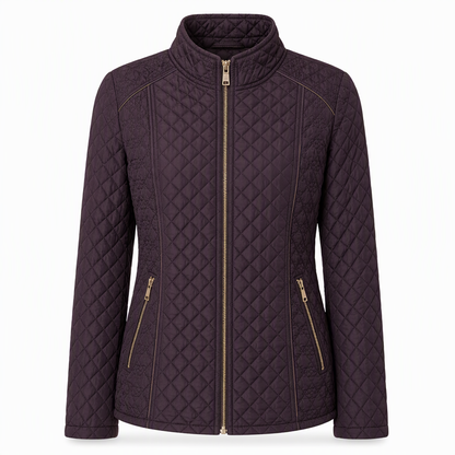 Women's Lightweight Quilted Padded Zipper with Stand Collar for Spring and Winter