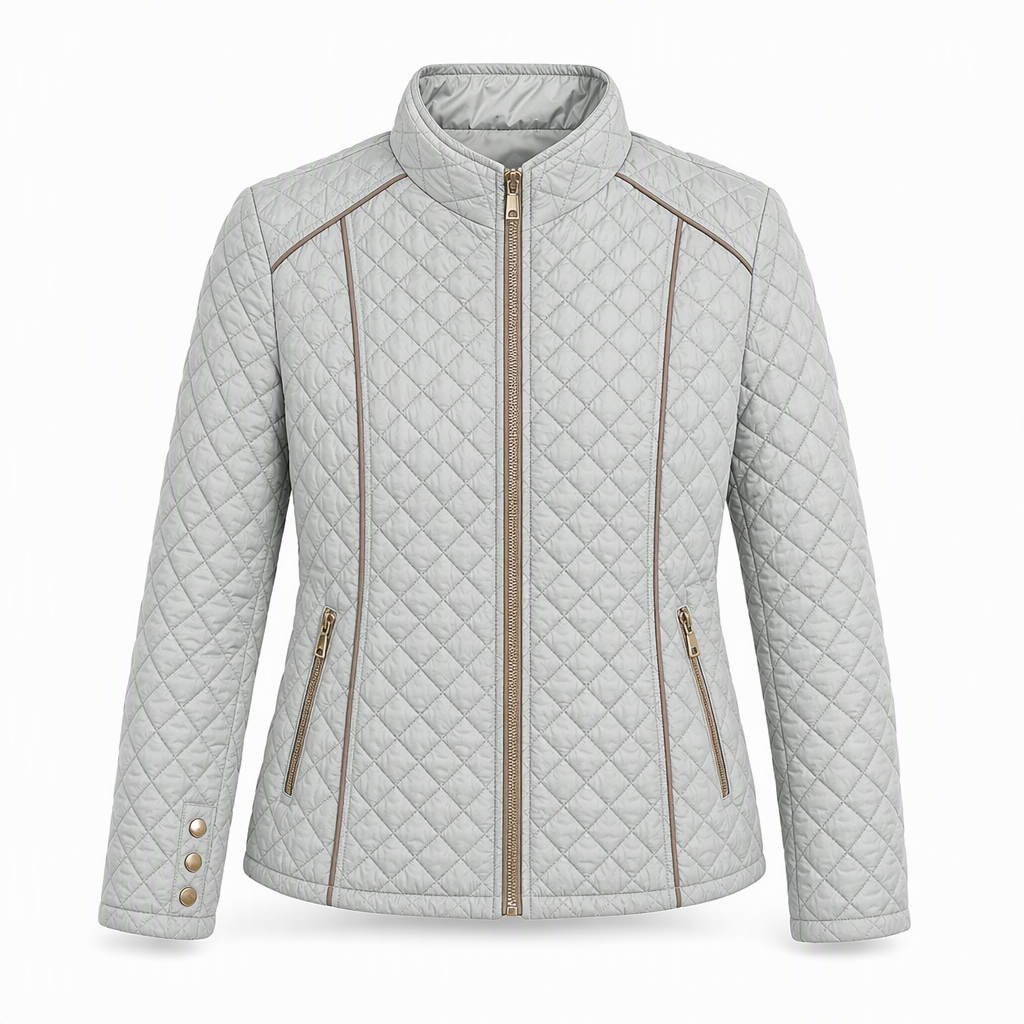 Women's Lightweight Quilted Padded Zipper with Stand Collar for Spring and Winter
