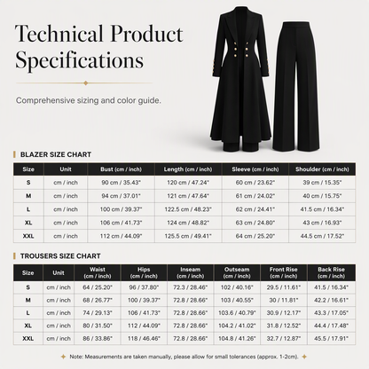 Women's Elegant Autumn 2 Piece Outfit Set with Retro Long Sleeve Coat and Simple Trousers