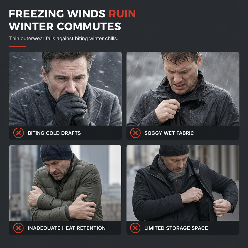 Men's Mid-Length Winter Padded Thickened Business Casual Cotton Coat for Middle-Aged Men