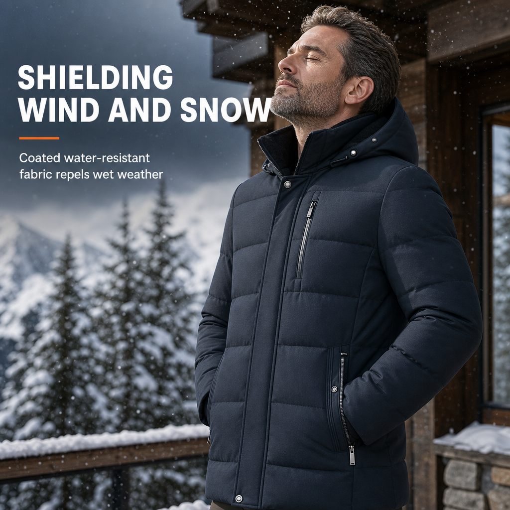 🖤 ❄️ Men's Mid-Length Winter Padded Thickened Business Casual Cotton Coat for Middle-Aged Men