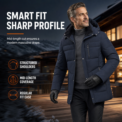 🖤 ❄️ Men's Mid-Length Winter Padded Thickened Business Casual Cotton Coat for Middle-Aged Men