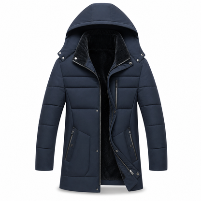 🖤 ❄️ Men's Mid-Length Winter Padded Thickened Business Casual Cotton Coat for Middle-Aged Men