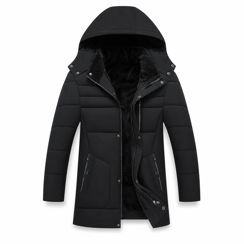 🖤 ❄️ Men's Mid-Length Winter Padded Thickened Business Casual Cotton Coat for Middle-Aged Men