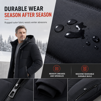 🖤 ❄️ Men's Mid-Length Winter Padded Thickened Business Casual Cotton Coat for Middle-Aged Men
