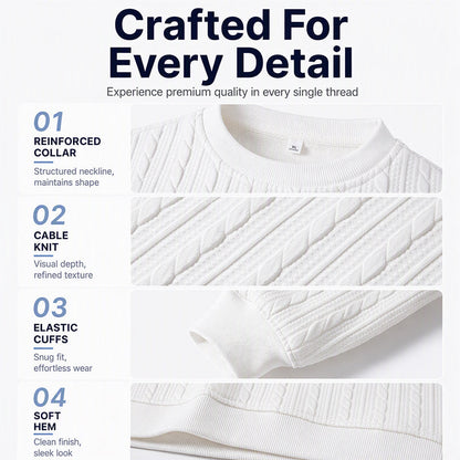 🧶 Men's Cable Knit Crewneck Sweatshirt ✨ – 50% OFF | Relaxed Fit & 30-Day Money-Back Guarantee
