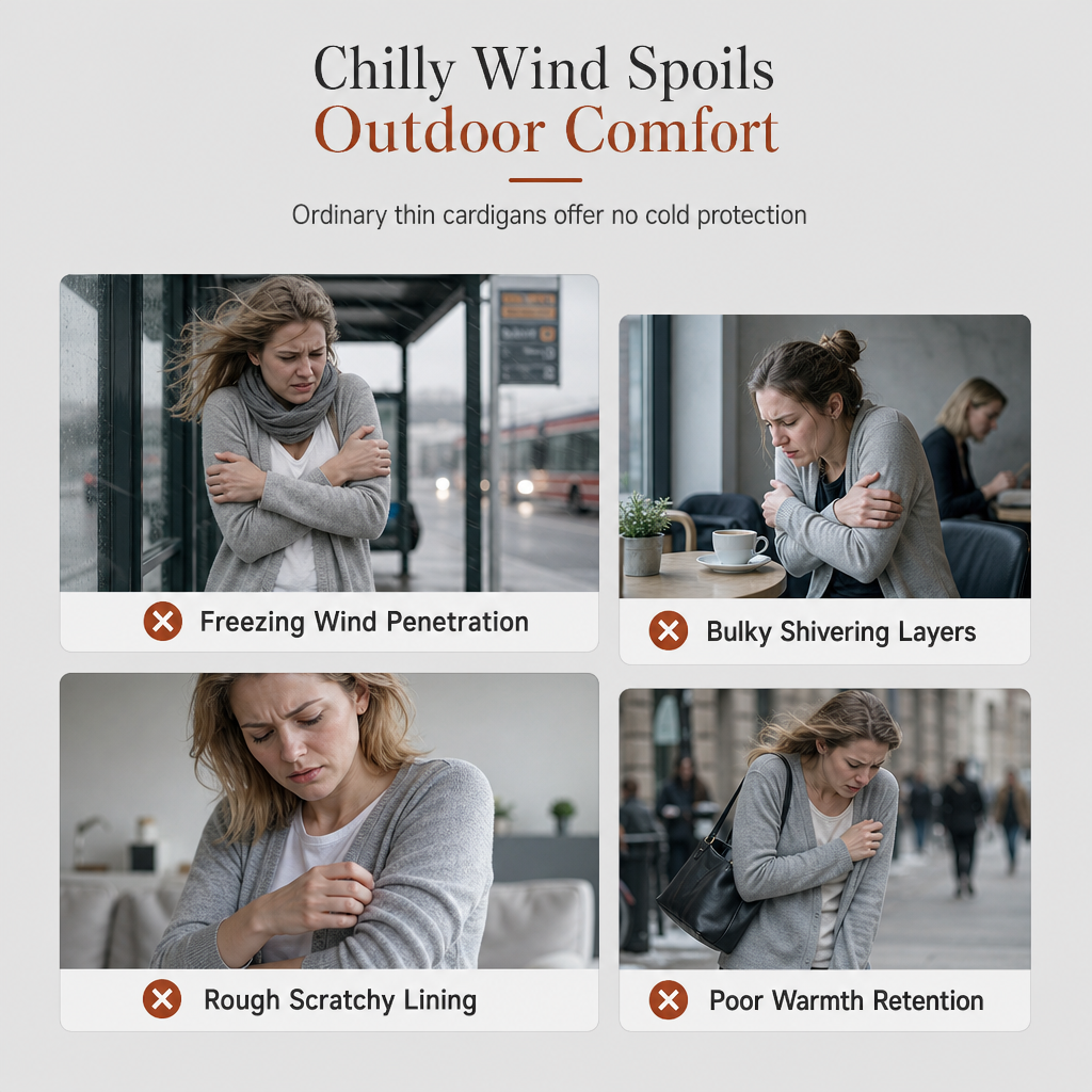 Women's Mid-Length Hooded Knit with Cotton Lining