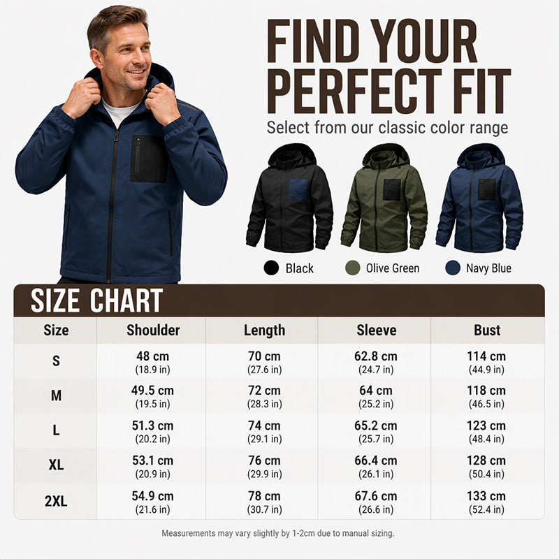 Men's Outdoor Windbreaker Jacket with Detachable Hood
