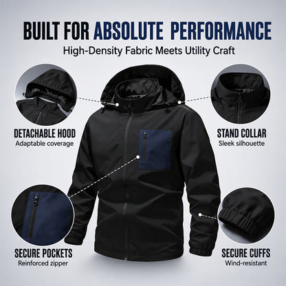 Men's Outdoor Windbreaker Jacket with Detachable Hood