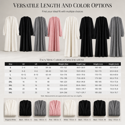 Women's Faux Mink Fleece Long Cardigan Sweater Fluffy Oversized Knit Coat for Autumn and Winter