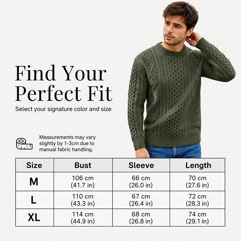 Men's Casual Cable Knit Crewneck Sweater