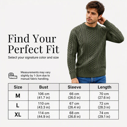 Men's Casual Cable Knit Crewneck Sweater