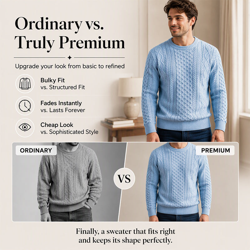 Men's Casual Cable Knit Crewneck Sweater