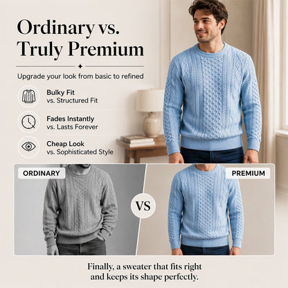 Men's Casual Cable Knit Crewneck Sweater