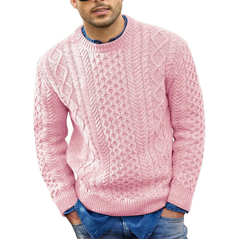 Men's Casual Cable Knit Crewneck Sweater