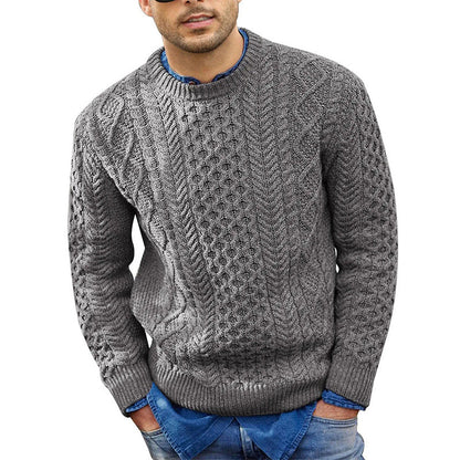 Men's Casual Cable Knit Crewneck Sweater