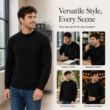 Men's Casual Cable Knit Crewneck Sweater