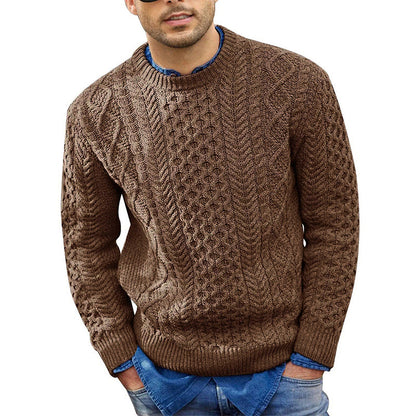 Men's Casual Cable Knit Crewneck Sweater