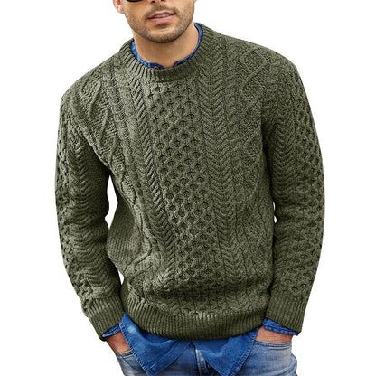 Men's Casual Cable Knit Crewneck Sweater