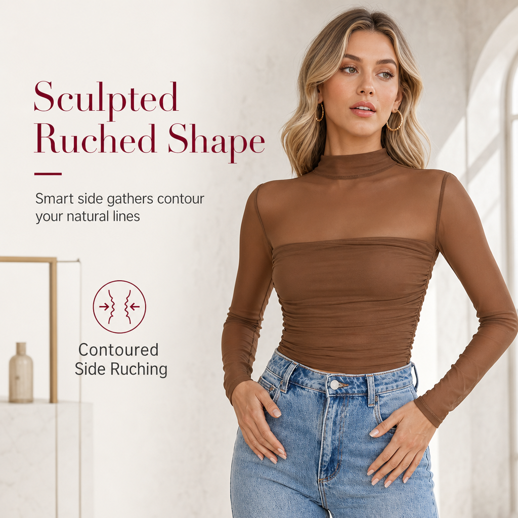 🎀 Women's Vintage Mock Neck Lace Mesh Top | Delicate Sheer Detail – Romantic Layer for Date Night ✨