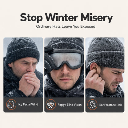 Windproof Winter Thermal Trapper Hat with Integrated Face Mask