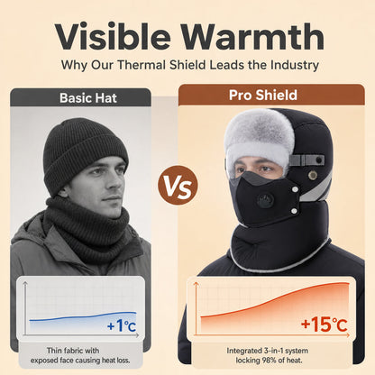 Windproof Winter Thermal Trapper Hat with Integrated Face Mask