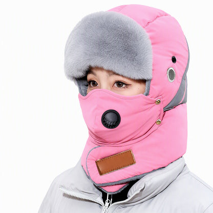 Windproof Winter Thermal Trapper Hat with Integrated Face Mask