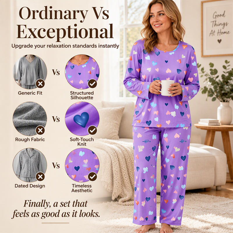 ❤️Women's Heart Print Long Sleeve Pajama Set🌸