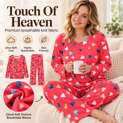 ❤️Women's Heart Print Long Sleeve Pajama Set🌸
