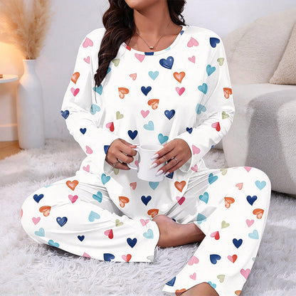 ❤️Women's Heart Print Long Sleeve Pajama Set🌸