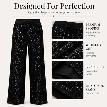 Women's Sparkling Sequin Wide-Leg Pants