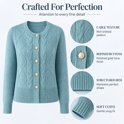 Women's Elegant Textured Cable Knit Cardigan