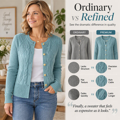 Women's Elegant Textured Cable Knit Cardigan