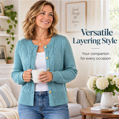 Women's Elegant Textured Cable Knit Cardigan