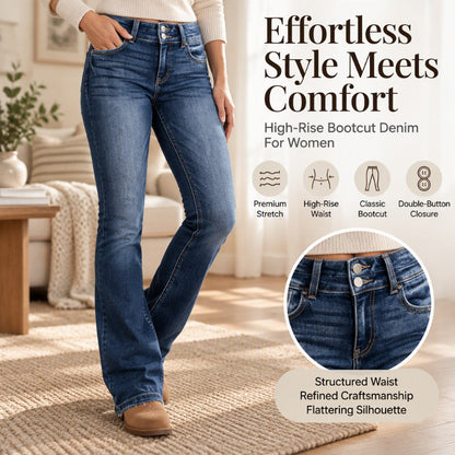 👖 Women's Double-Button High-Waisted Bootcut Jeans ✨ – 50% OFF | 30-Day Money-Back Guarantee