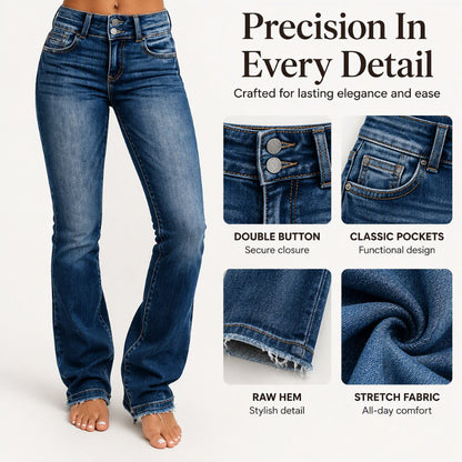 👖 Women's Double-Button High-Waisted Bootcut Jeans ✨ – 50% OFF | 30-Day Money-Back Guarantee